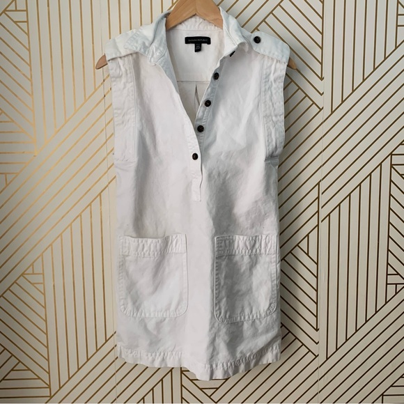 Banana Republic Utility cotton linen blend Mini White Denim button up Dress XXS - Picture 10 of 11
